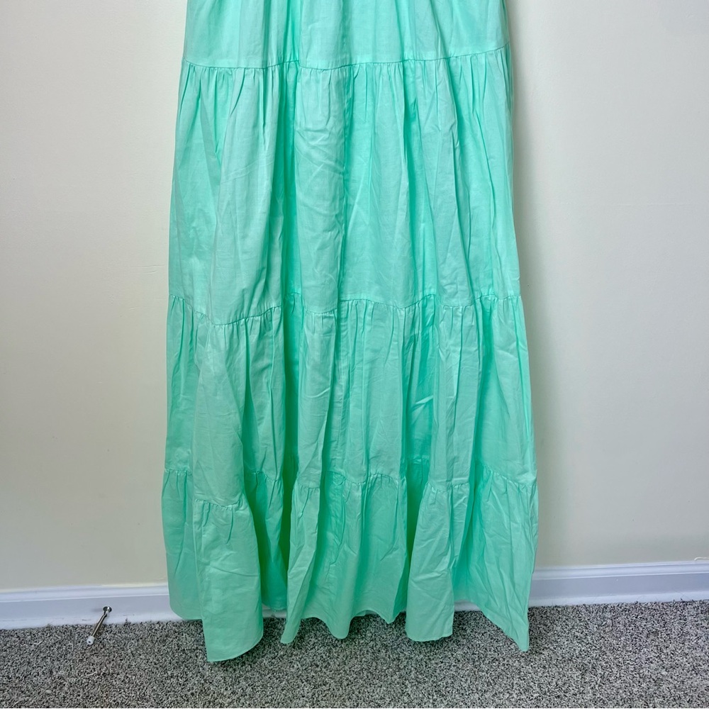 Express Green Halter V Neck Tiered Maxi Dress Mint Green NWT Small Fairy Garden - Picture 3 of 8